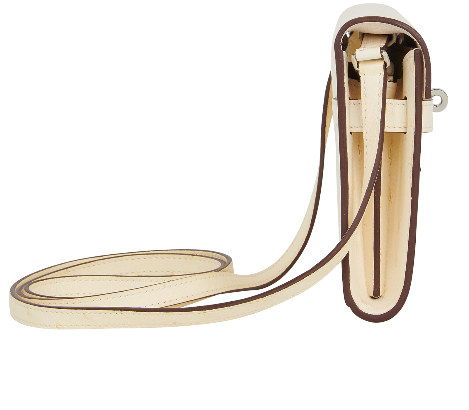 Kelly To Go In Ostrich Beton, &pound;5,960, Handbags, Cream, Ostrich, Side view